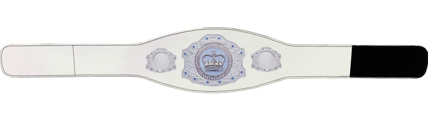 SILVER CHAMPIONSHIP BELT - XXLMIDI/S/WHITEGEMS - AVAILABLE IN 4 LEATHER COLOURS